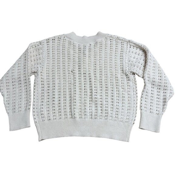 UNIVERSAL THREAD SWEATER OPENWORK KNIT CREAM V-NECK PULLOVER SIZE M NEUTRAL NWT - Picture 3 of 8